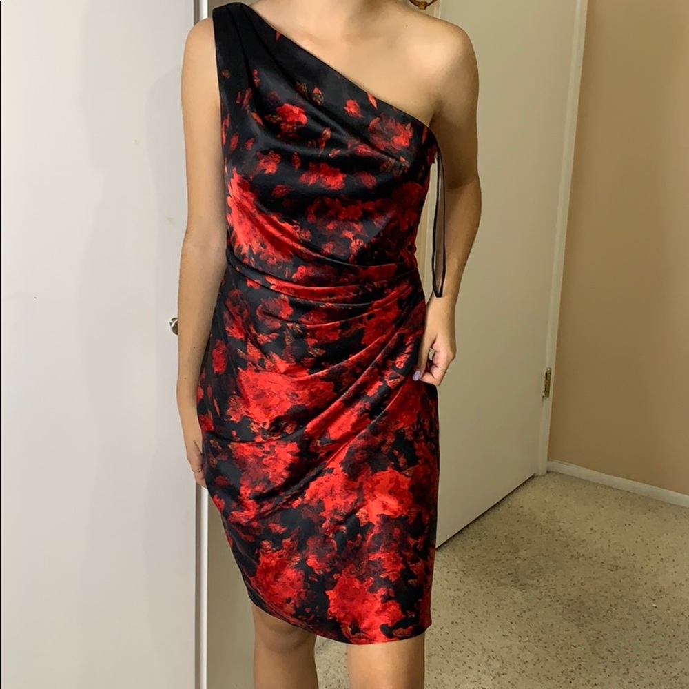 silk red and black dress